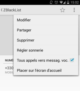 Blacklist numéro mobile Android bloquer